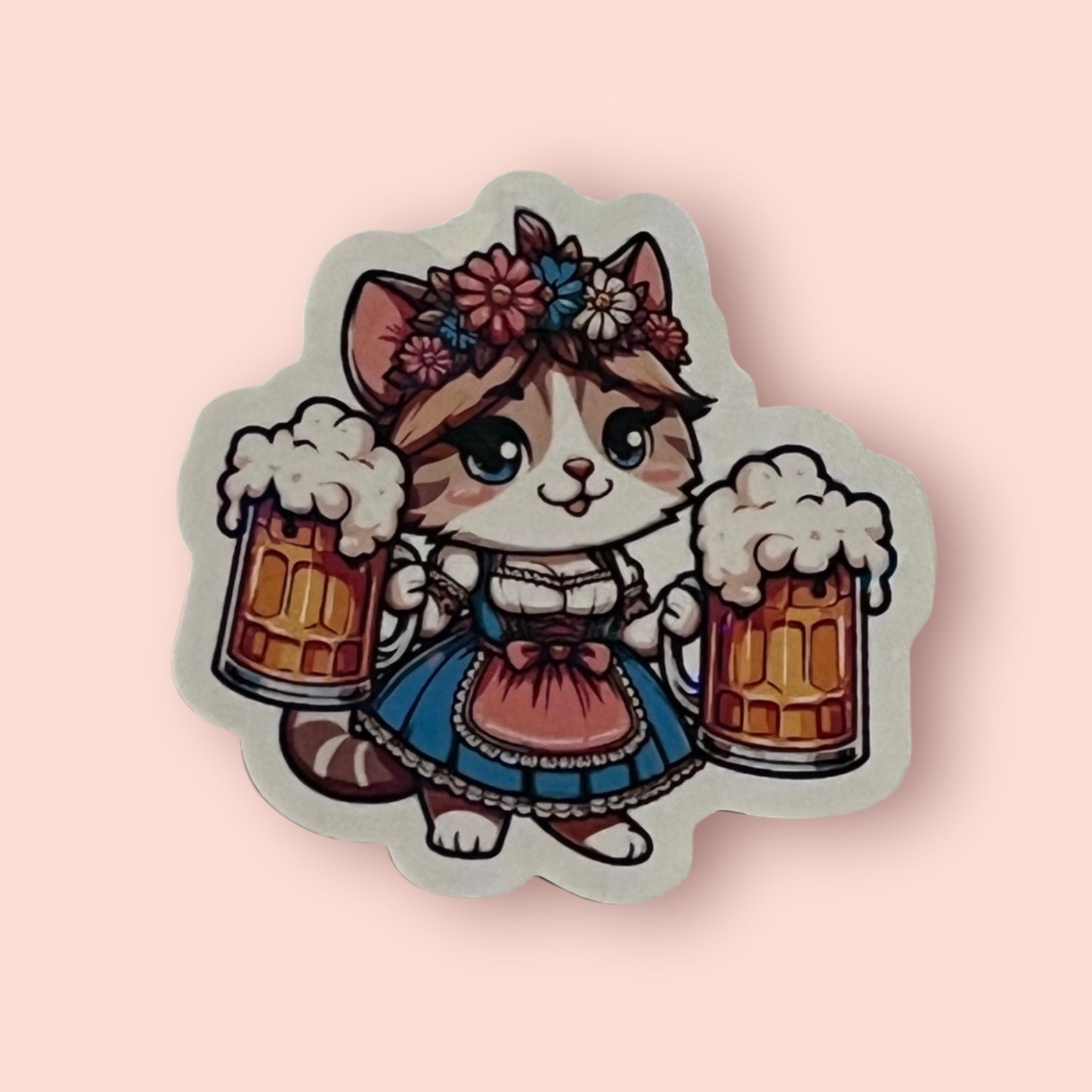 Octoberfest Cat Holographic Sticker