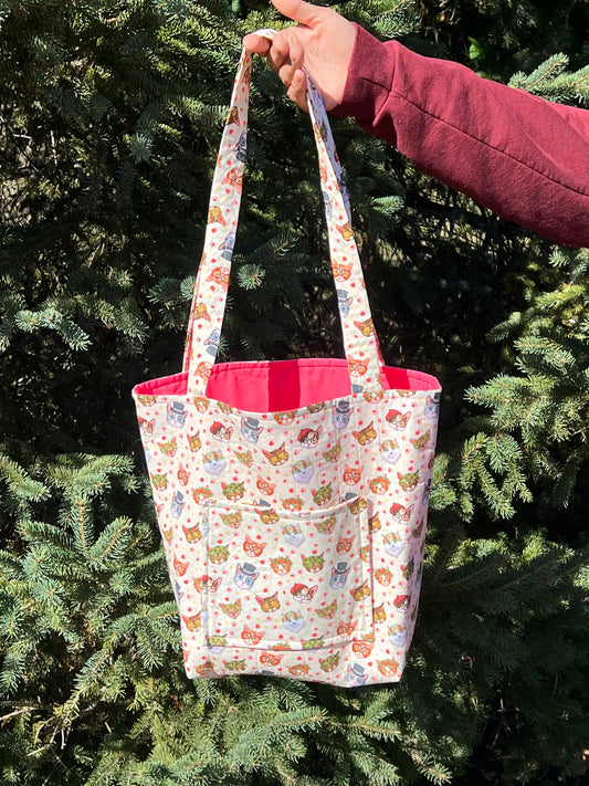 Kitty Paws & Hearts Tote Bag