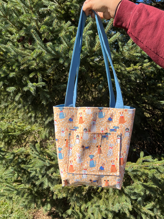 Dogs on Walks with Bows Tote Bag