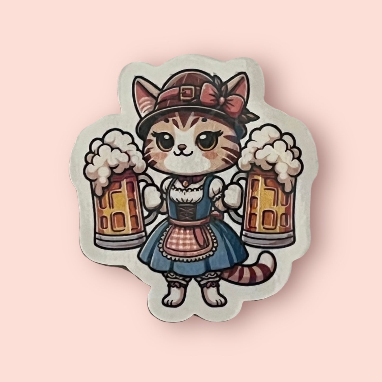Octoberfest Cat Holographic Sticker
