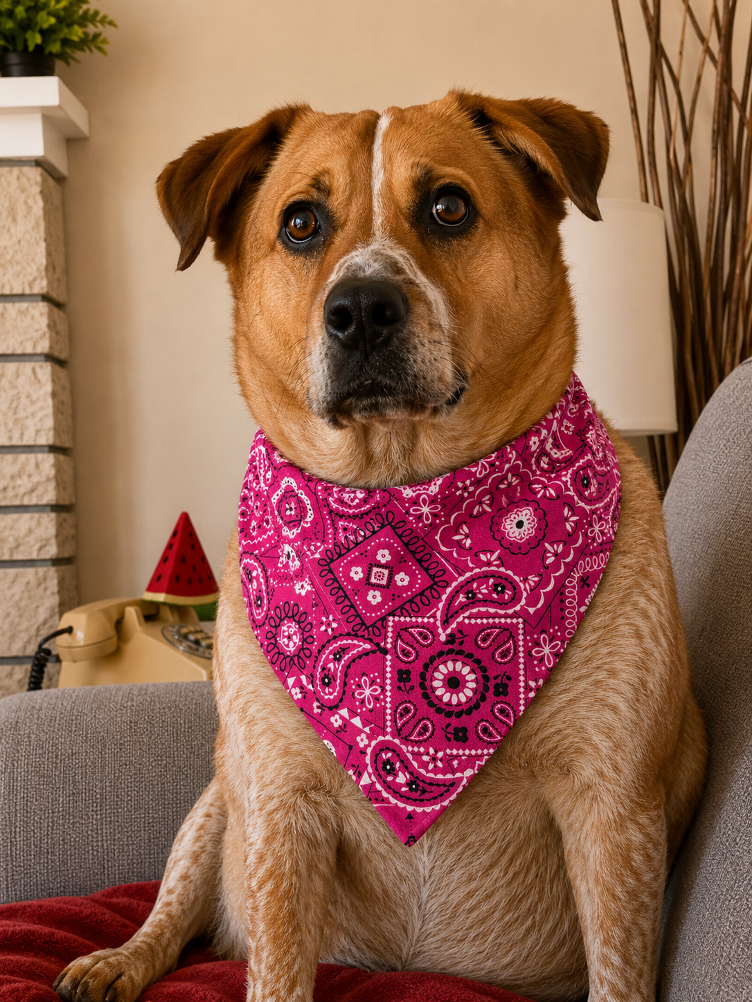 Dog Bandana - Over the Collar - Pink Bandana