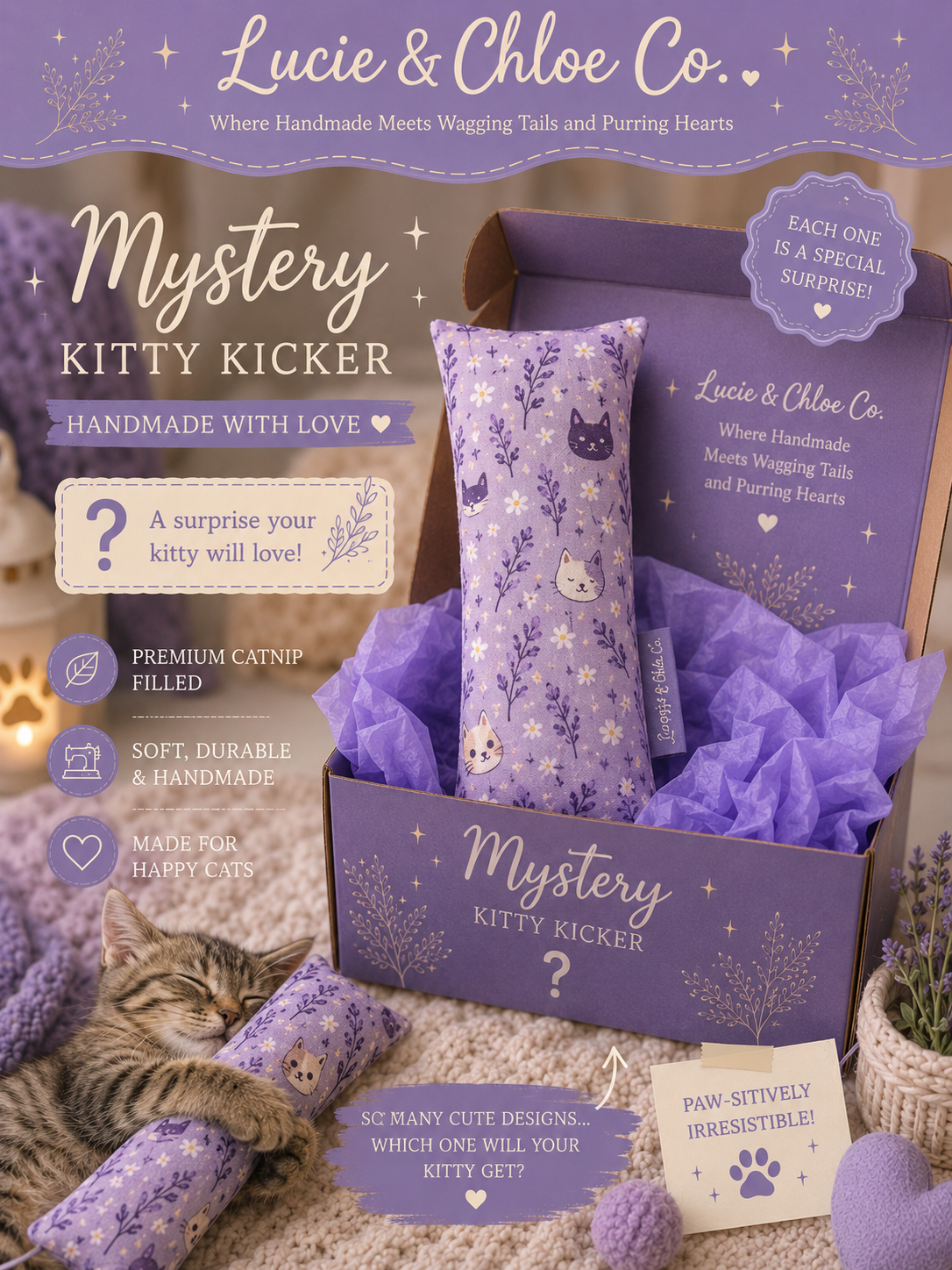Mystery Print - Kitty Kickers - Catnip Cat Toy