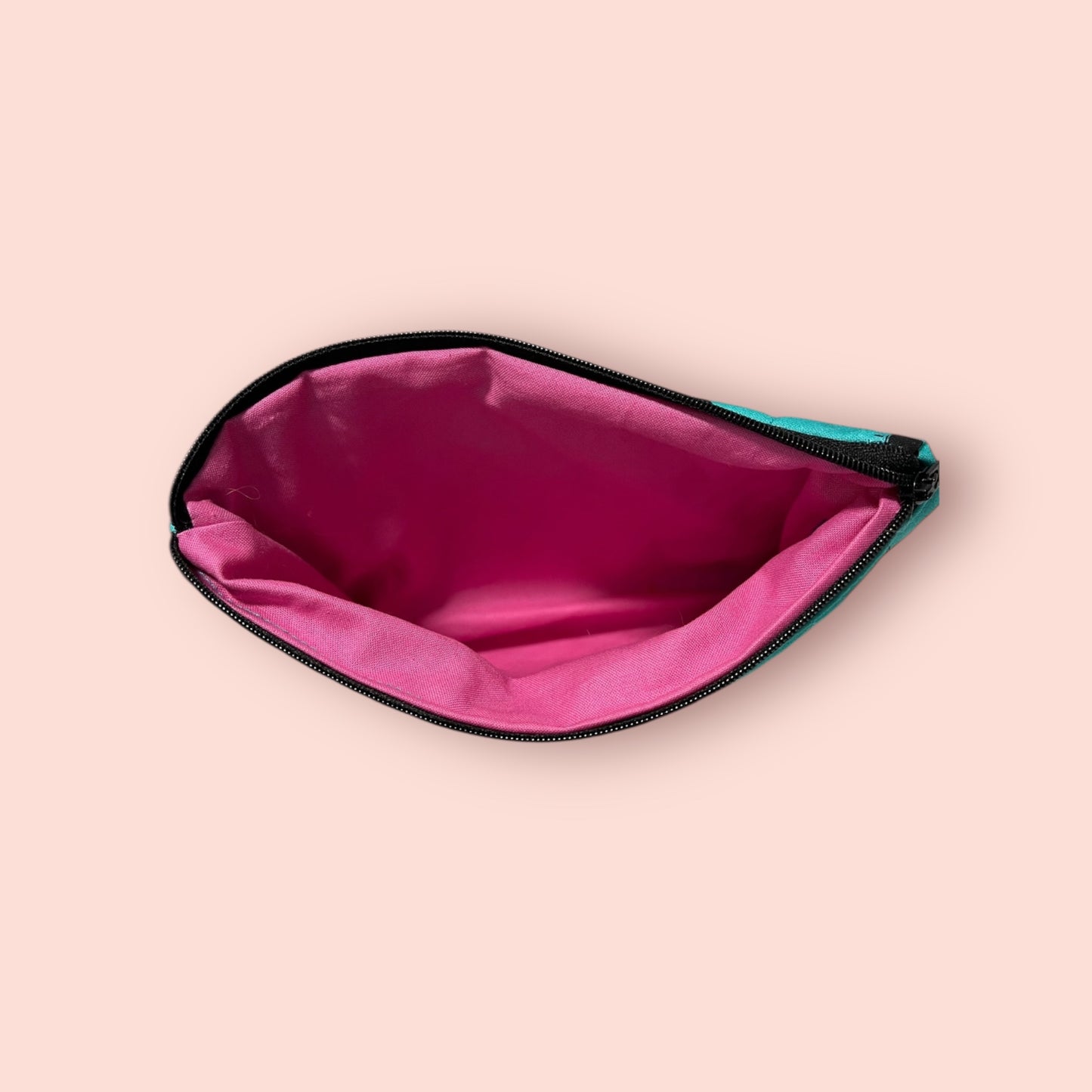 Zipper Pouch - Turquoise with Black Cats