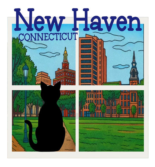 Purrfect View Cat Window Vinyl Sticker - New Haven