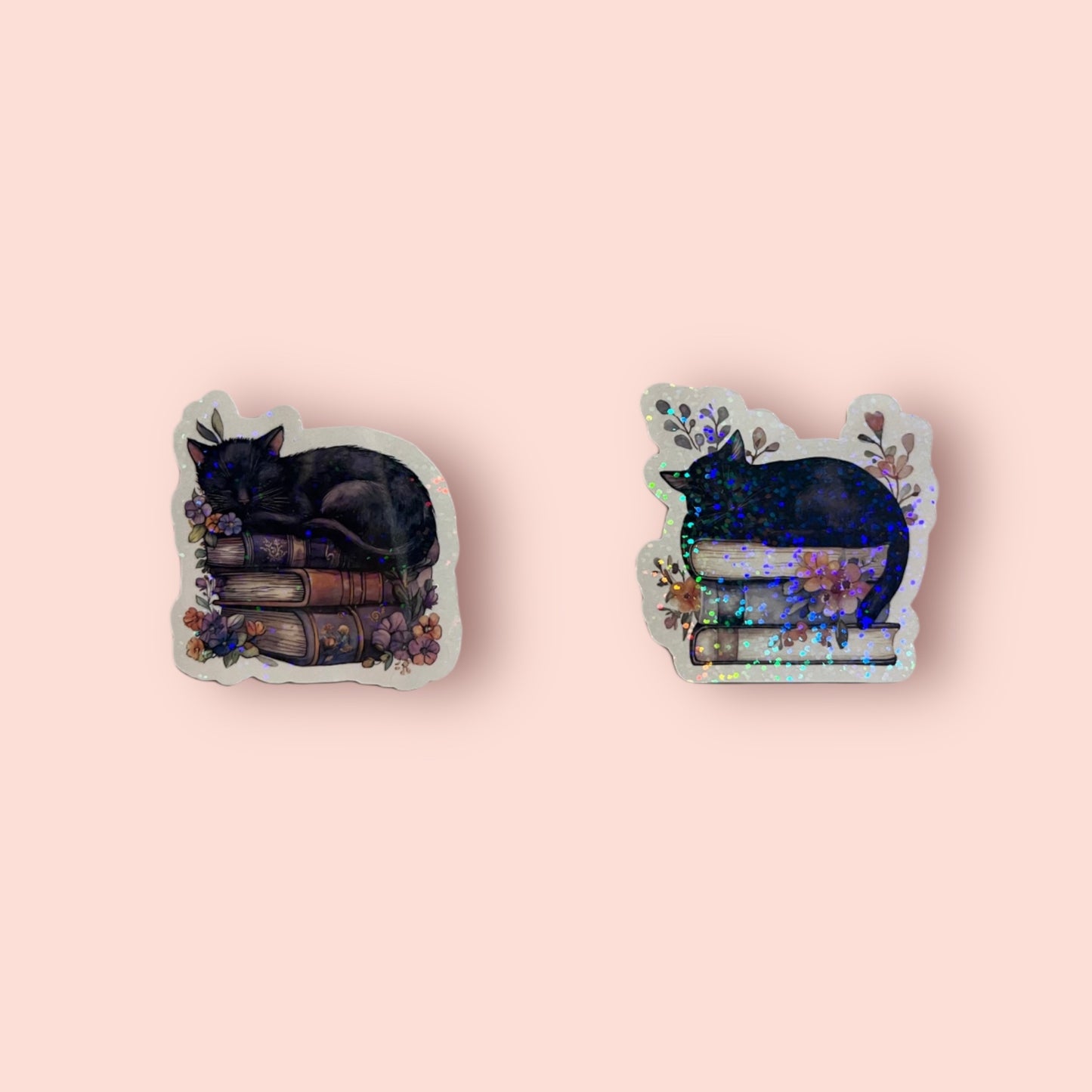Books & Black Cat Holographic Sticker