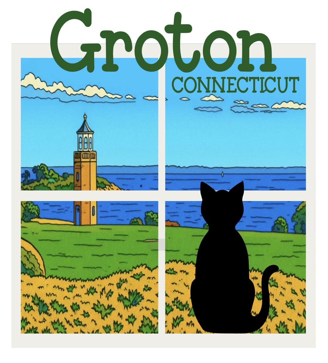 Purrfect View Cat Window Vinyl Sticker - Groton
