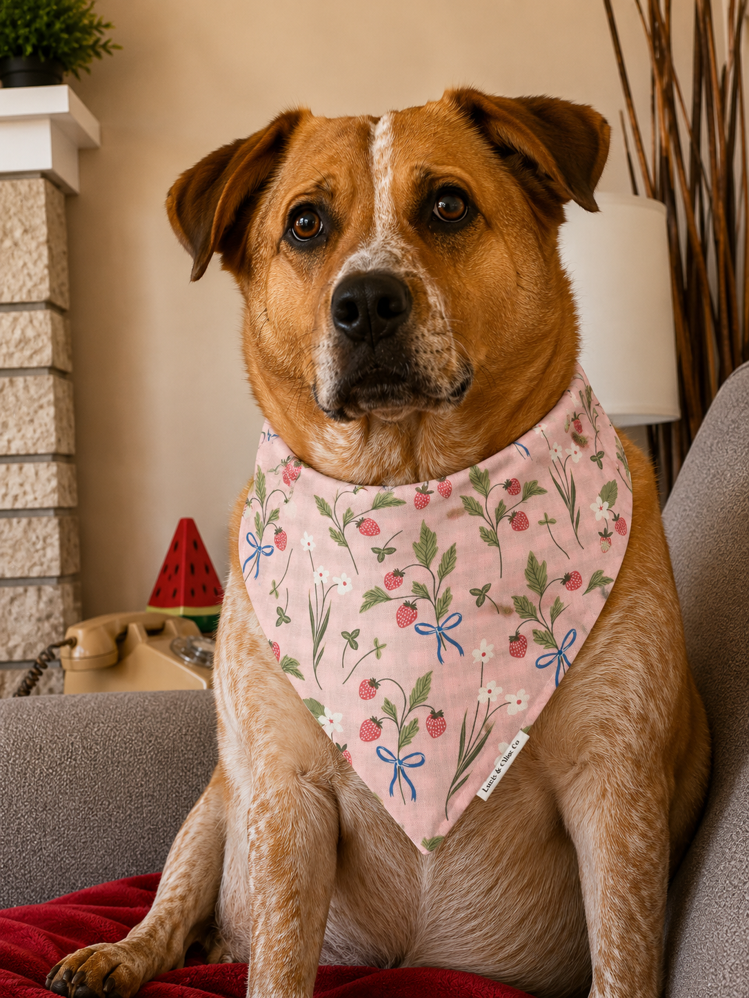 Dog Bandana - Over the Collar - Strawberries