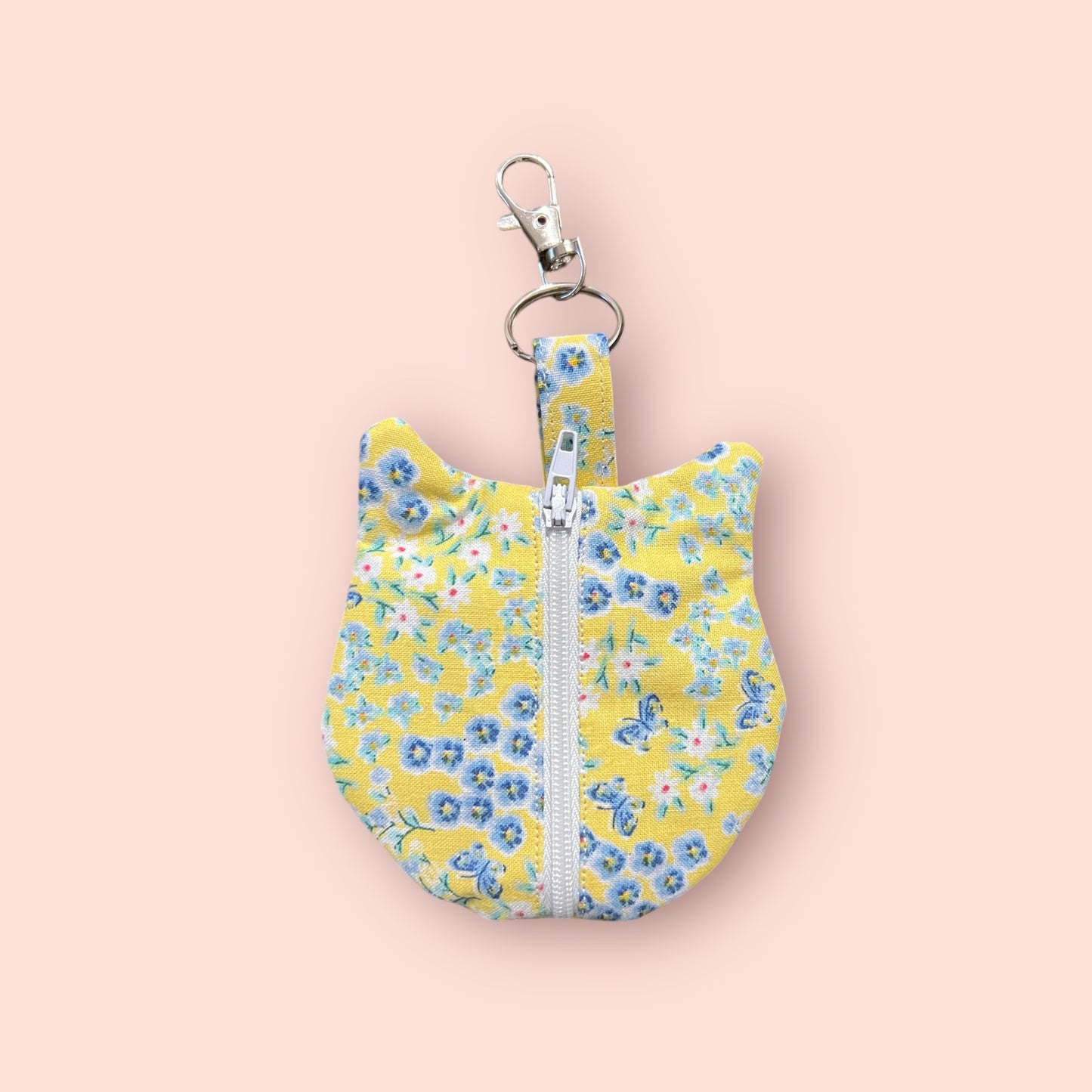 Cat Keychain Wallet - Yellow Floral