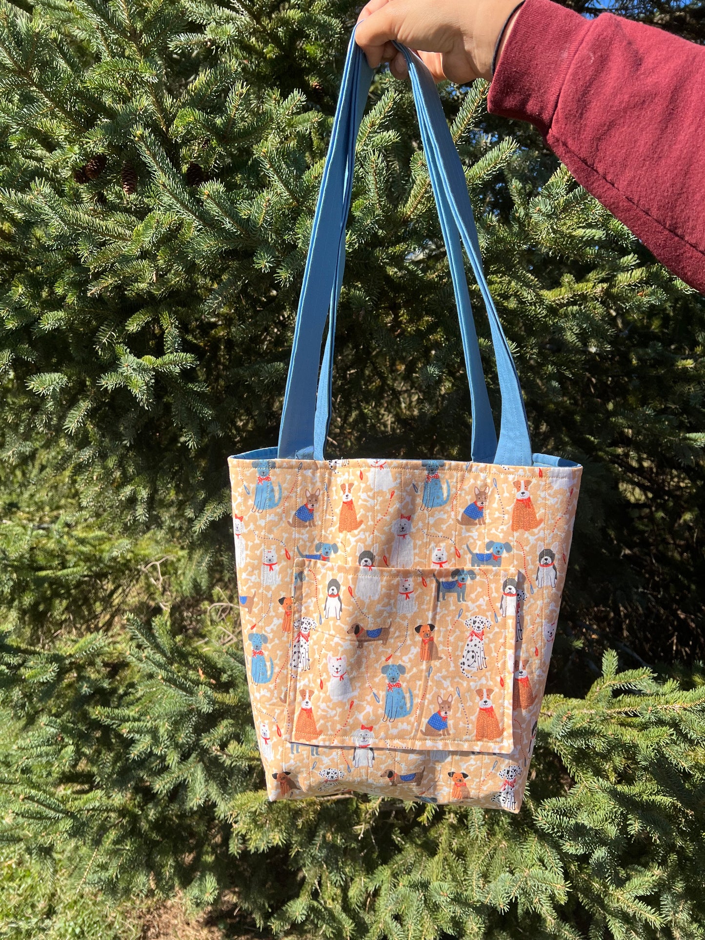 Dogs on Walks with Bows Tote Bag